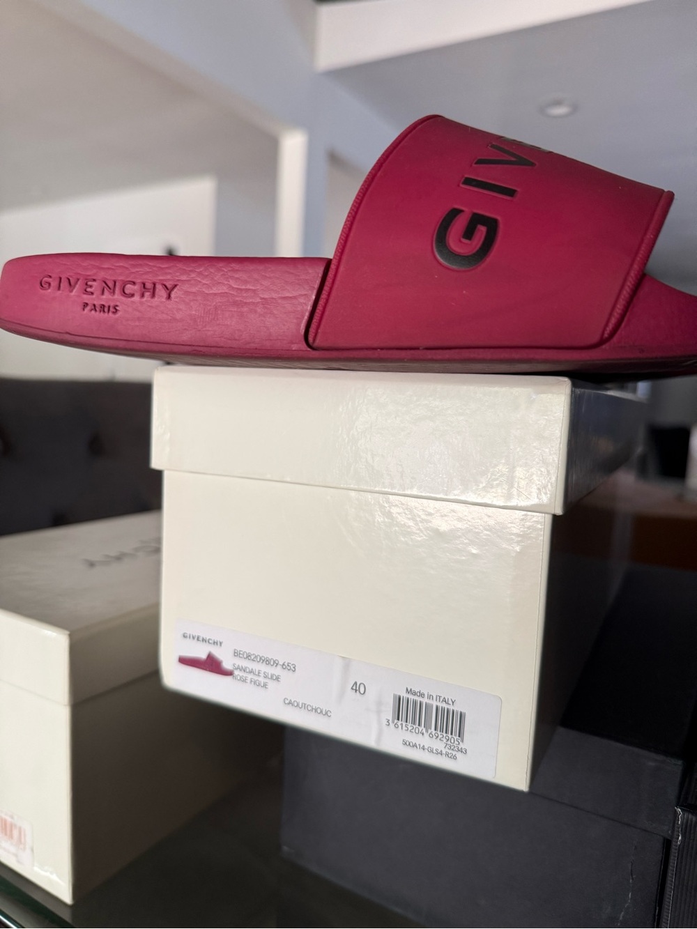 Givenchy Men's Pink Slide Sandals with Embossed Logo